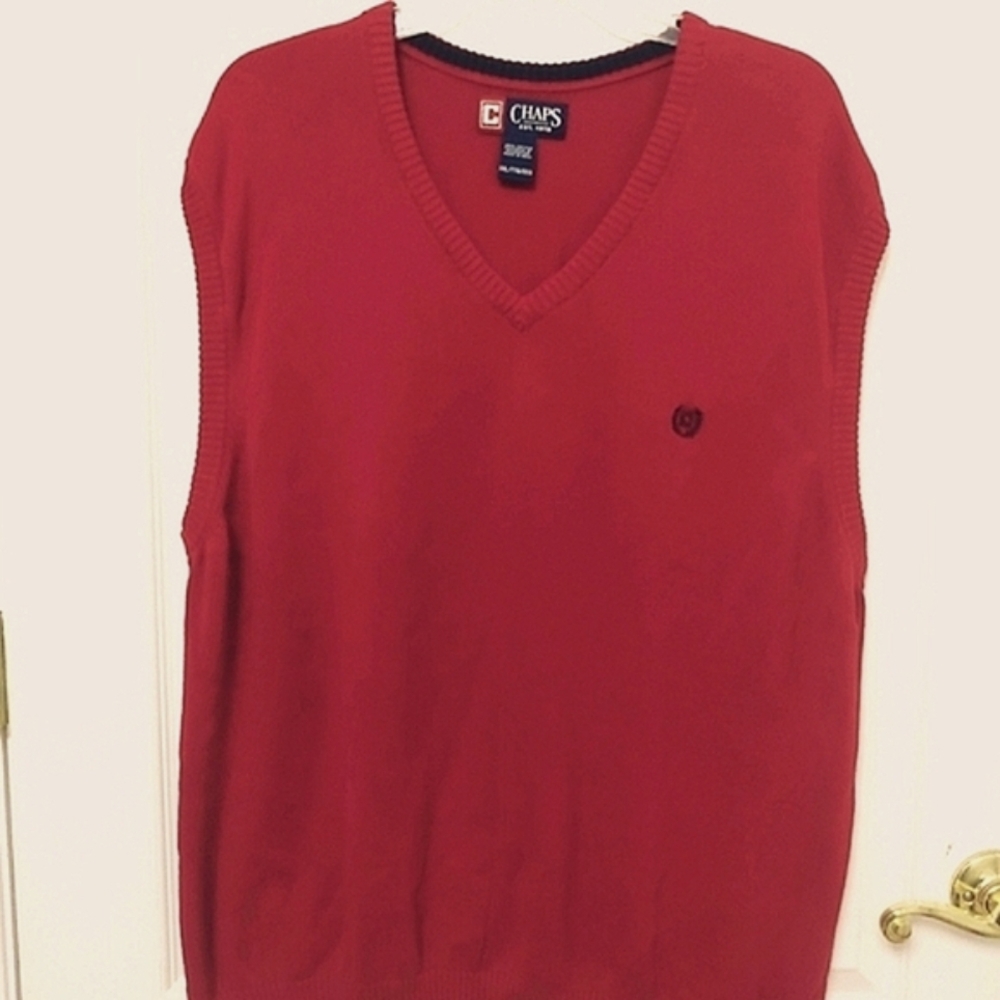 Chaps V-Neck Cotton Sweater Vest. Size XXL. Red. Work. Career